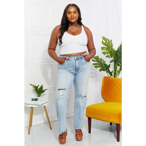 Lovervet High Waist Distressed Straight Cut 90's Dad Jeans - LV1007 - Size 32 - Picture 9 of 10